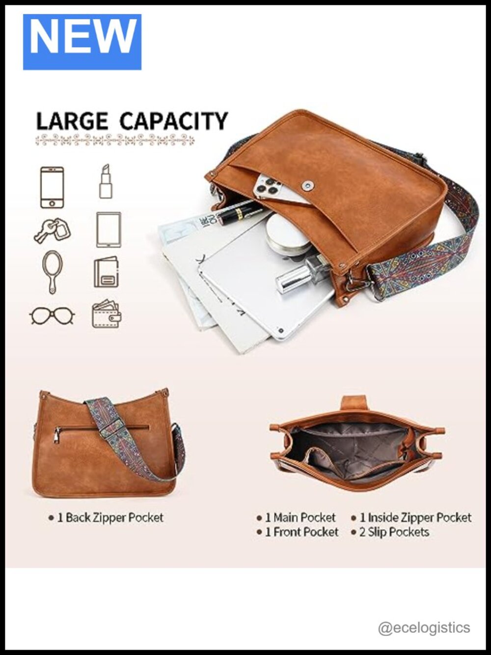 Mini Crossbody Bag with Cell Phone Pocket Faux Leather - Picture 5 of 6